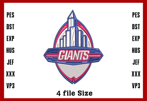 New York Giants Embroidery, NFL football embroidery, Machine Embroidery Design, 4 File sizes- Instant Download & PDF File