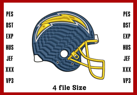 Los Angeles Chargers Helmet Embroidery, NFL football embroidery, Machine Embroidery Design, 4 File sizes- Instant Download & PDF File