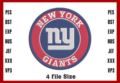 New York Giants Embroidery, NFL football embroidery, Machine Embroidery Design, 4 File sizes- Instant Download & PDF File