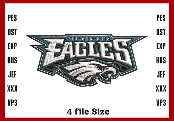 Philadelphia Eagles Logo Embroidery, NFL football embroidery, Machine Embroidery Design, 4 File sizes- Instant Download & PDF File