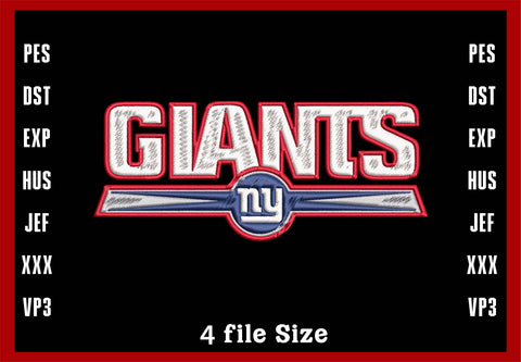 New York Giants Embroidery, NFL football embroidery, Machine Embroidery Design, 4 File sizes- Instant Download & PDF File