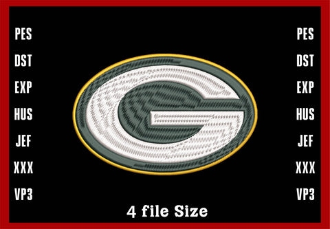 Green Bay Packers Logo Embroidery, NFL football embroidery, Machine Embroidery Design, 4 File sizes- Instant Download & PDF File