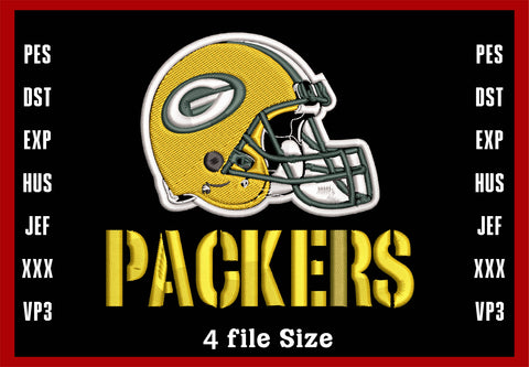 Green Bay Packers Logo Embroidery, NFL football embroidery, Machine Embroidery Design, 4 File sizes- Instant Download & PDF File