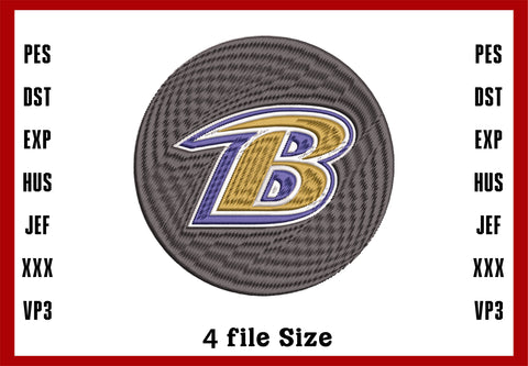 Baltimore Ravens Logo Embroidery, NFL football embroidery, Machine Embroidery Design, 4 File sizes- Instant Download & PDF File