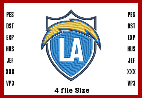 Los Angeles Chargers Logo Embroidery, NFL football embroidery, Machine Embroidery Design, 4 File sizes- Instant Download & PDF File