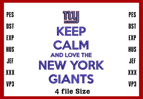 New York Giants Embroidery, NFL football embroidery, Machine Embroidery Design, 4 File sizes- Instant Download & PDF File