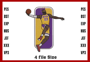 Los Angeles Lakers Logo Embroidery, NBA Basketball embroidery, Machine Embroidery Design, 4 File sizes- Instant Download & PDF File