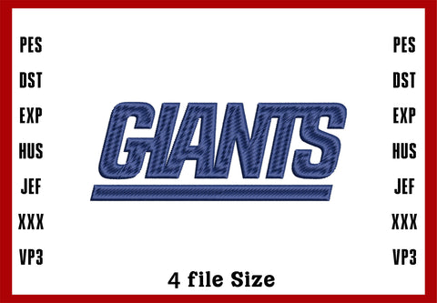 New York Giants Embroidery, NFL football embroidery, Machine Embroidery Design, 4 File sizes- Instant Download & PDF File