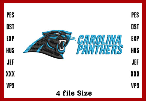 Carolina Panthers Logo Embroidery, NFL football embroidery, Machine Embroidery Design, 4 File sizes- Instant Download & PDF File