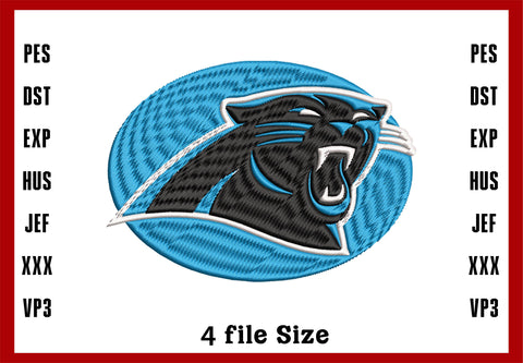 Carolina Panthers Logo Embroidery, NFL football embroidery, Machine Embroidery Design, 4 File sizes- Instant Download & PDF File