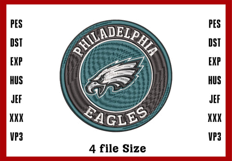 Philadelphia Eagles Logo Embroidery, NFL football embroidery, Machine Embroidery Design, 4 File sizes- Instant Download & PDF File