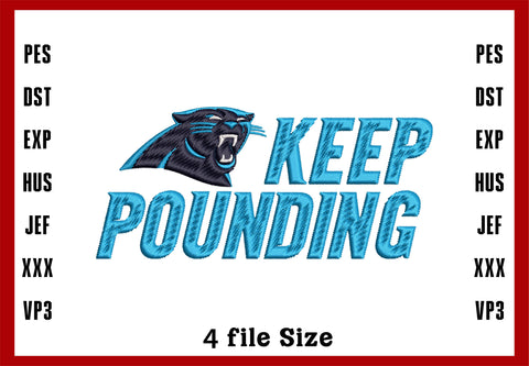 Keep Pounding, Carolina Panthers Logo Embroidery, NFL football embroidery, Machine Embroidery Design, 4 File sizes- Instant Download & PDF File
