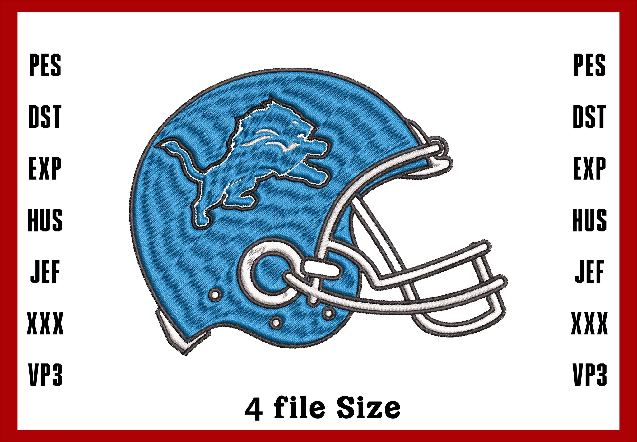 Detroit Lions Helmet Embroidery, Detroit Lions Logo Embroidery, NFL football embroidery, Machine Embroidery Design, 4 File sizes- Instant Download & PDF File