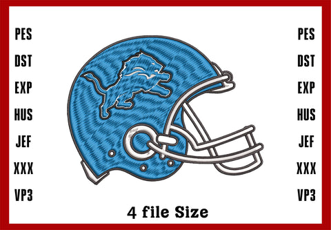 Detroit Lions Helmet Embroidery, Detroit Lions Logo Embroidery, NFL football embroidery, Machine Embroidery Design, 4 File sizes- Instant Download & PDF File