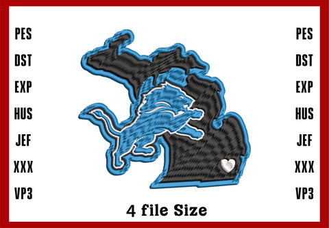 Detroit Lions Logo Embroidery, NFL football embroidery, Machine Embroidery Design, 4 File sizes- Instant Download & PDF File