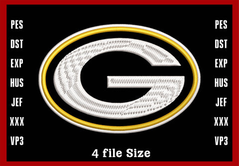 Green Bay Packers Logo Embroidery, NFL football embroidery, Machine Embroidery Design, 4 File sizes- Instant Download & PDF File