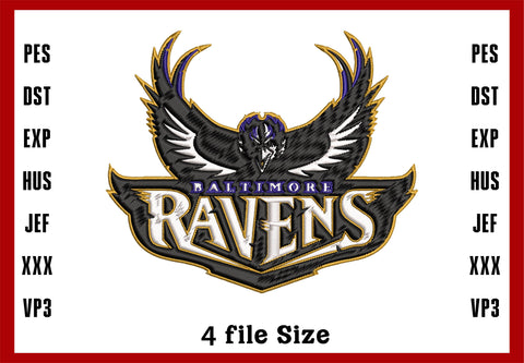 Baltimore Ravens Logo Embroidery, NFL football embroidery, Machine Embroidery Design, 4 File sizes- Instant Download & PDF File