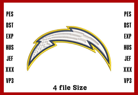 Los Angeles Chargers Logo Embroidery, NFL football embroidery, Machine Embroidery Design, 4 File sizes- Instant Download & PDF File