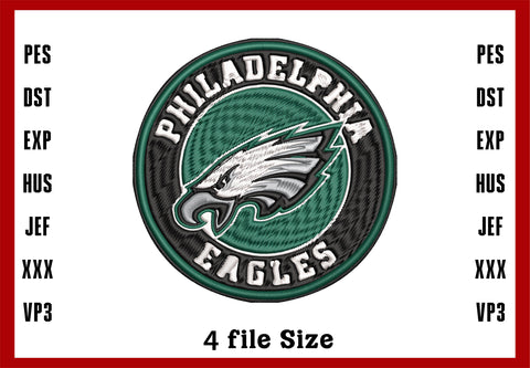 Philadelphia Eagles Logo Embroidery, NFL football embroidery, Machine Embroidery Design, 4 File sizes- Instant Download & PDF File