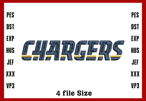 Los Angeles Chargers Logo Embroidery, NFL football embroidery, Machine Embroidery Design, 4 File sizes- Instant Download & PDF File