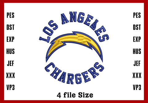 Los Angeles Chargers Logo Embroidery, NFL football embroidery, Machine Embroidery Design, 4 File sizes- Instant Download & PDF File