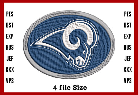 Los Angeles Rams Logo Embroidery, NFL football embroidery, Machine Embroidery Design, 4 File sizes- Instant Download & PDF File