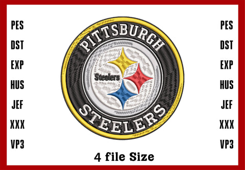 Pittsburgh Steelers Logo Embroidery, NFL football embroidery, Machine Embroidery Design, 4 File sizes- Instant Download & PDF File
