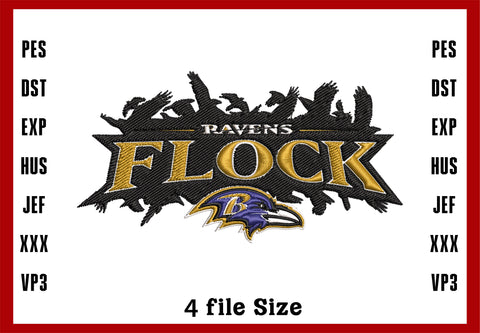 Baltimore Ravens Logo Embroidery, NFL football embroidery, Machine Embroidery Design, 4 File sizes- Instant Download & PDF File