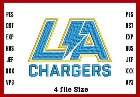 Los Angeles Chargers Logo Embroidery, NFL football embroidery, Machine Embroidery Design, 4 File sizes- Instant Download & PDF File