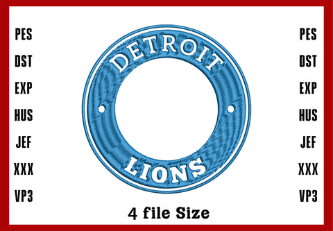 Detroit Lions Logo Embroidery, NFL football embroidery, Machine Embroidery Design, 4 File sizes- Instant Download & PDF File