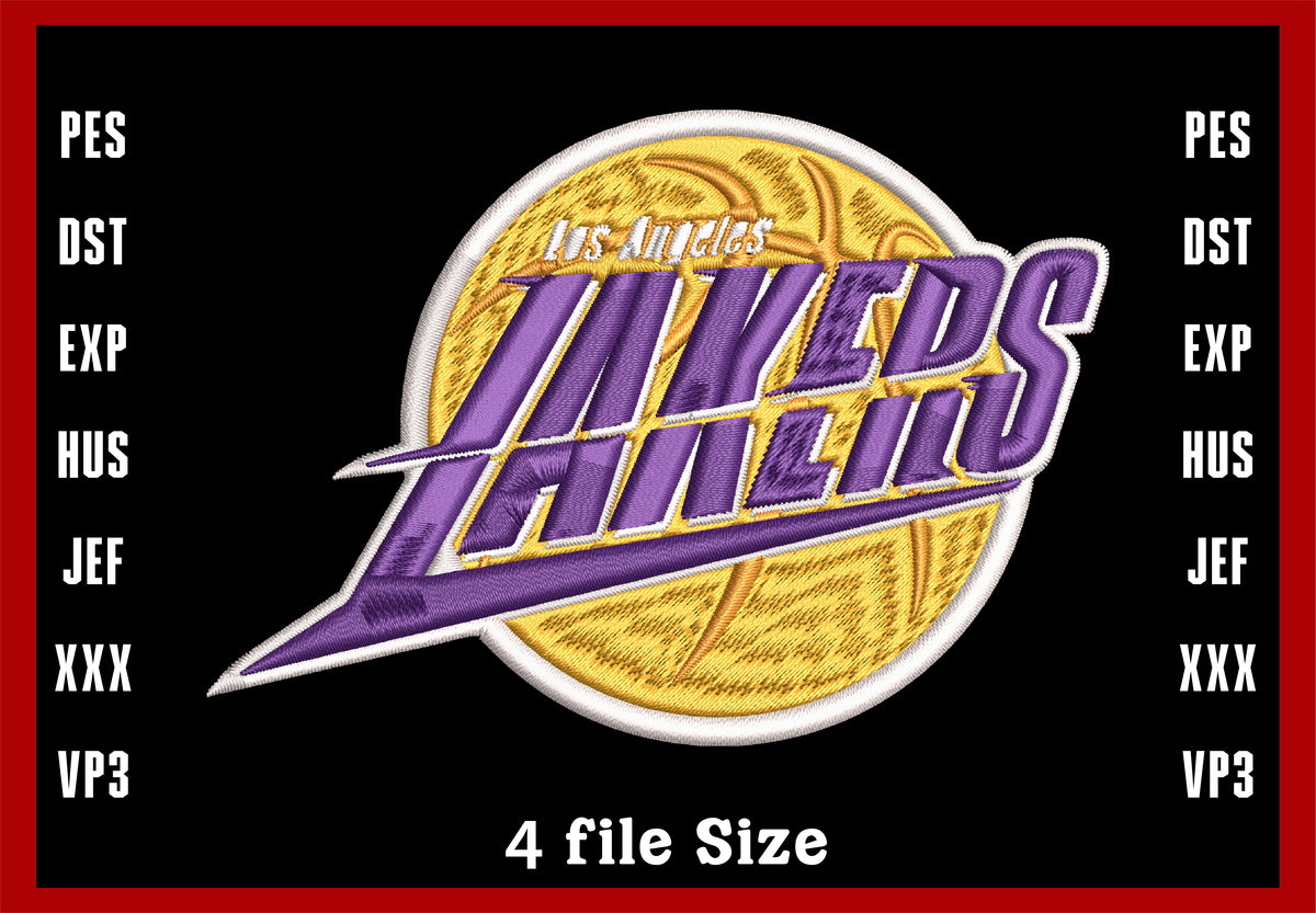 Lhakes Lettering Design Los Angeles Lakers Logo Embroidery, NBA Basketball embroidery, Machine ...