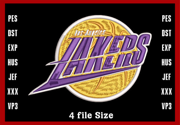 Los Angeles Lakers Logo Embroidery, NBA Basketball embroidery, Machine Embroidery Design, 4 File sizes- Instant Download & PDF File