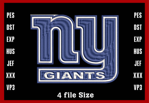 New York Giants Embroidery, NFL football embroidery, Machine Embroidery Design, 4 File sizes- Instant Download & PDF File