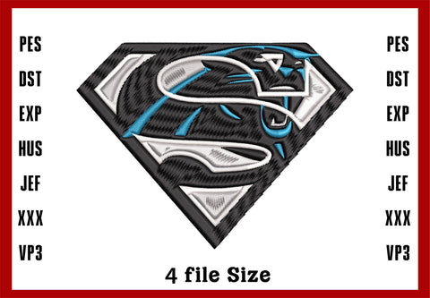 Carolina Panthers Logo Embroidery, NFL football embroidery, Machine Embroidery Design, 4 File sizes- Instant Download & PDF File