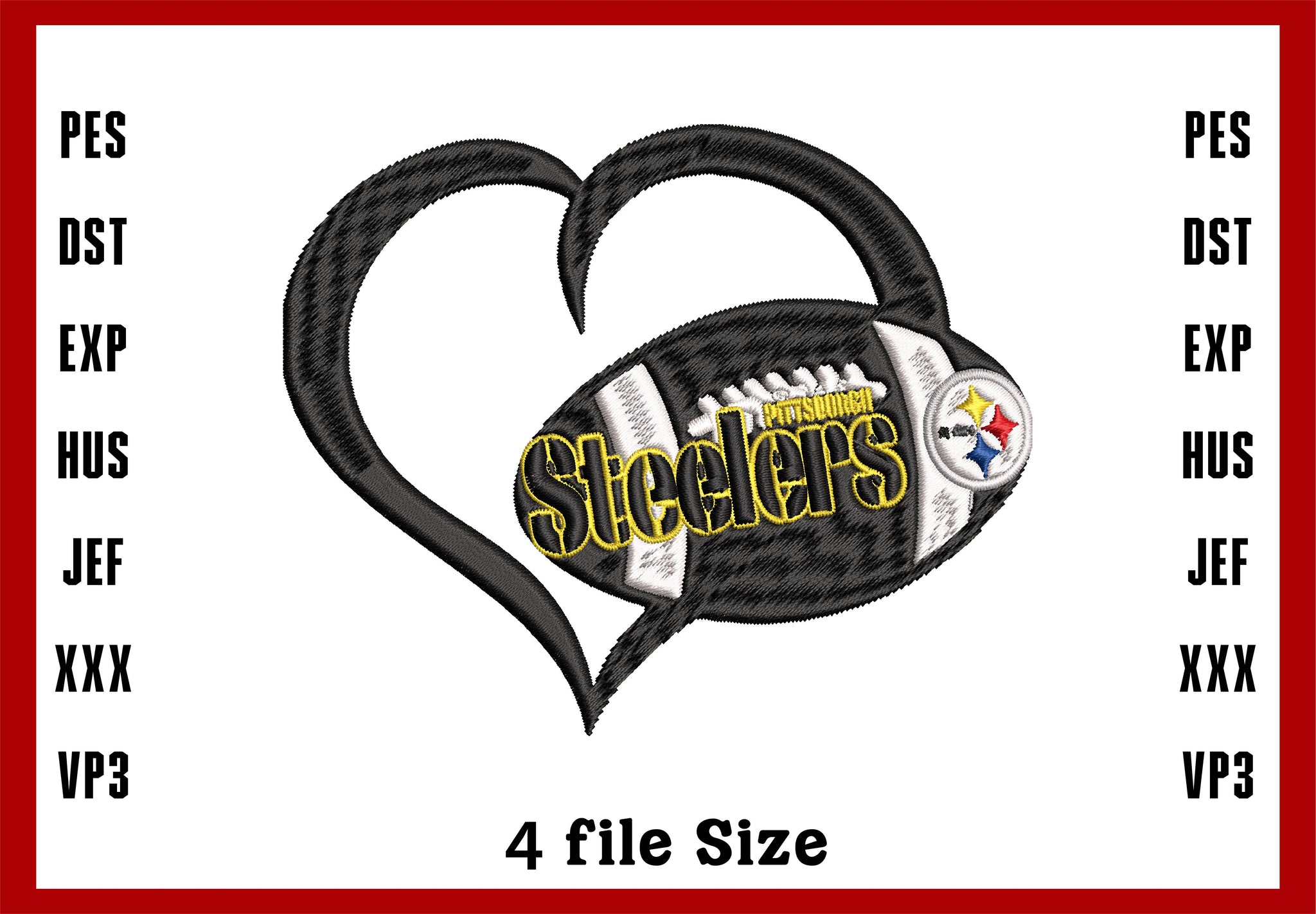 Pittsburgh Steelers Logo Embroidery, NFL football embroidery, Machine Embroidery Design, 4 File sizes- Instant Download & PDF File