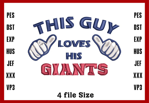 New York Giants Embroidery, NFL football embroidery, Machine Embroidery Design, 4 File sizes- Instant Download & PDF File