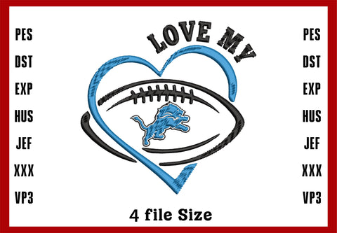 Detroit Lions Logo Embroidery, NFL football embroidery, Machine Embroidery Design, 4 File sizes- Instant Download & PDF File