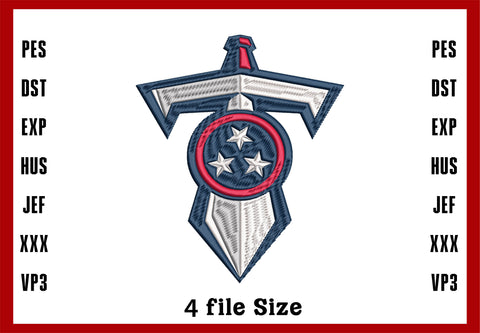 Tennessee Titans Sword Embroidery, Tennessee Titans Logo Embroidery, NFL football embroidery, Machine Embroidery Design, 4 File sizes- Instant Download & PDF File