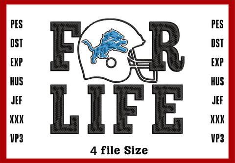 Detroit Lions Helmet Embroidery, Detroit Lions Logo Embroidery, NFL football embroidery, Machine Embroidery Design, 4 File sizes- Instant Download & PDF File