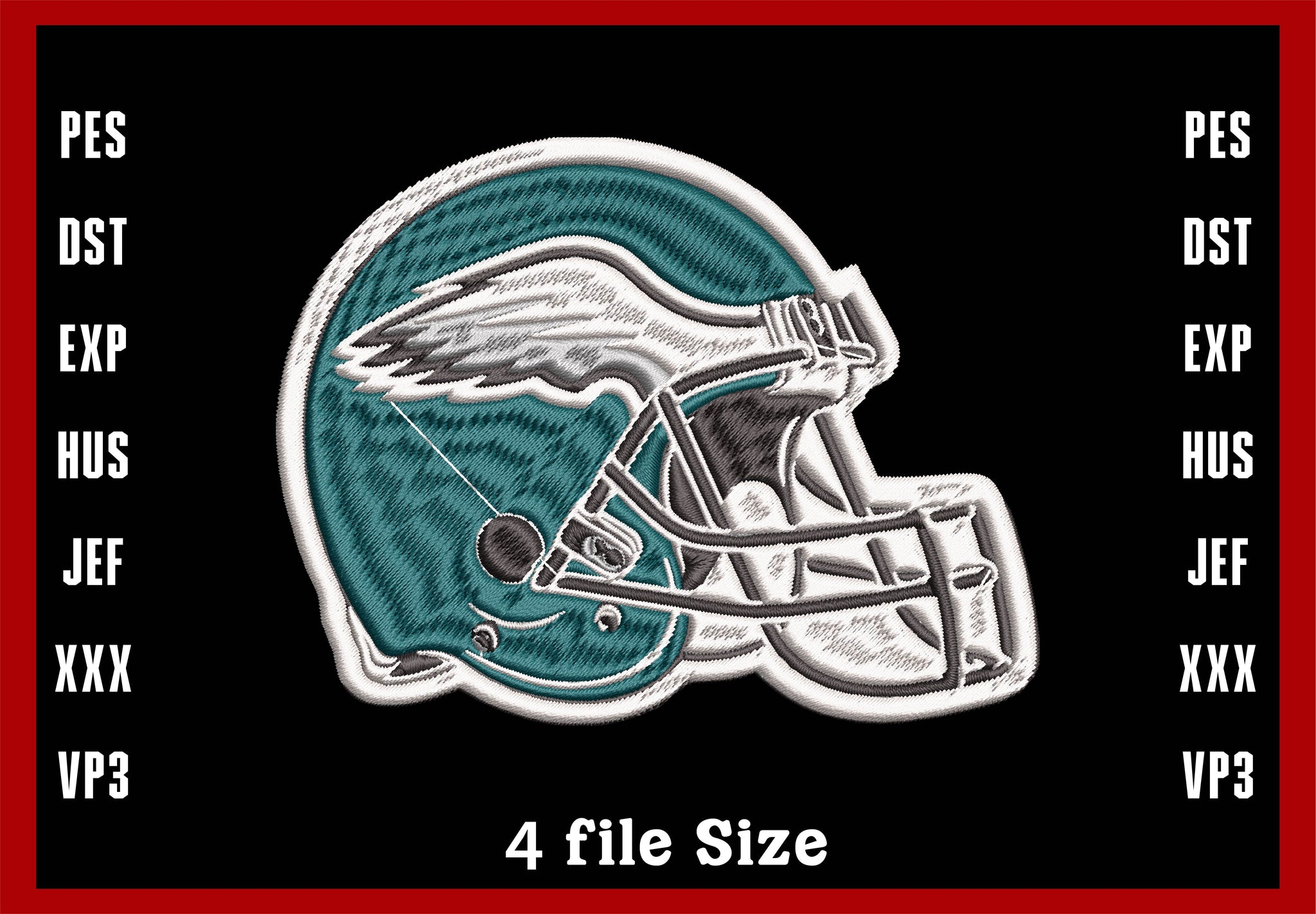 Philadelphia Eagles Helmet Embroidery, NFL football embroidery, Machine Embroidery Design, 4 File sizes- Instant Download & PDF File