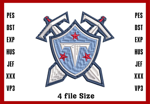 Tennessee Titans Logo Embroidery, NFL football embroidery, Machine Embroidery Design, 4 File sizes- Instant Download & PDF File