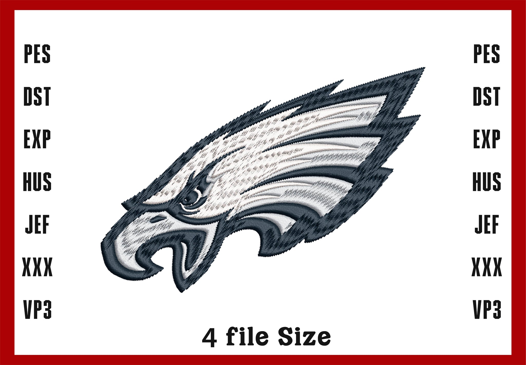 Philadelphia Eagles Logo Embroidery, NFL football embroidery, Machine Embroidery Design, 4 File sizes- Instant Download & PDF File