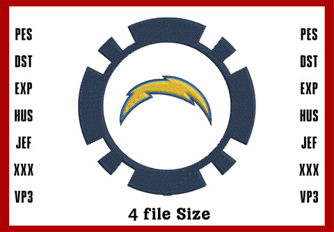 Los Angeles Chargers Logo Embroidery, NFL football embroidery, Machine Embroidery Design, 4 File sizes- Instant Download & PDF File