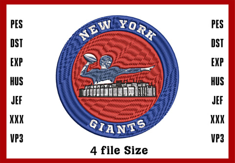 New York Giants Embroidery, NFL football embroidery, Machine Embroidery Design, 4 File sizes- Instant Download & PDF File