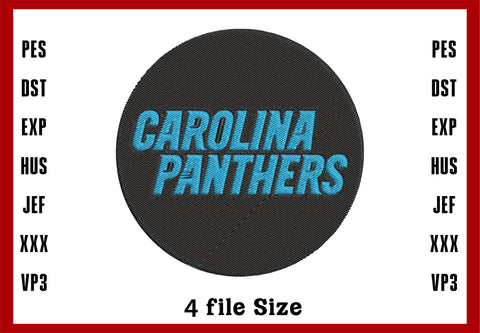 Carolina Panthers Logo Embroidery, NFL football embroidery, Machine Embroidery Design, 4 File sizes- Instant Download & PDF File
