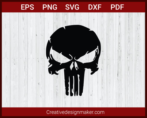 Distressed American Punisher Skull SVG Cricut Silhouette DXF PNG EPS Cut File