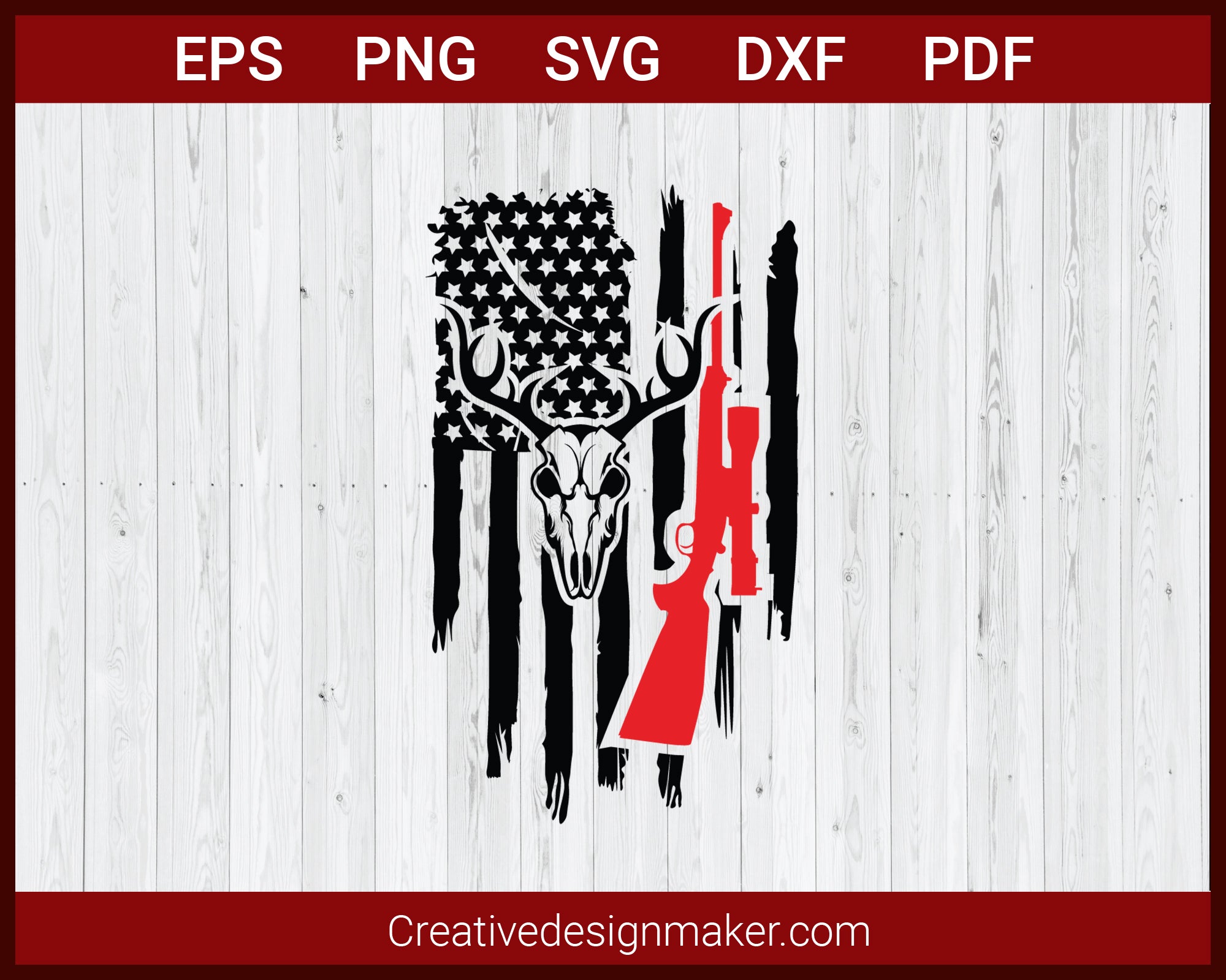 Deer Skull Hunting Flag SVG Cricut Silhouette DXF PNG EPS Cut File