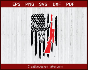Deer Skull Hunting Flag SVG Cricut Silhouette DXF PNG EPS Cut File