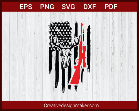 Deer Skull Hunting Flag SVG Cricut Silhouette DXF PNG EPS Cut File