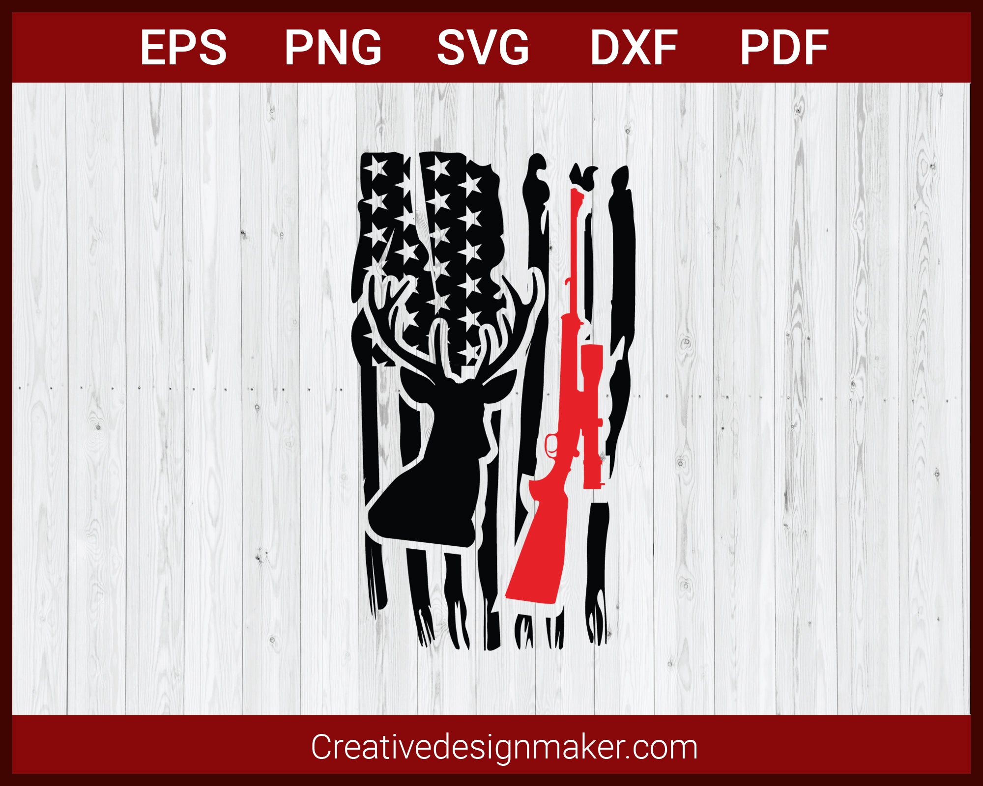 Deer Hunt Flag, Deer Distressed Flag SVG Cricut Silhouette DXF PNG EPS Cut File